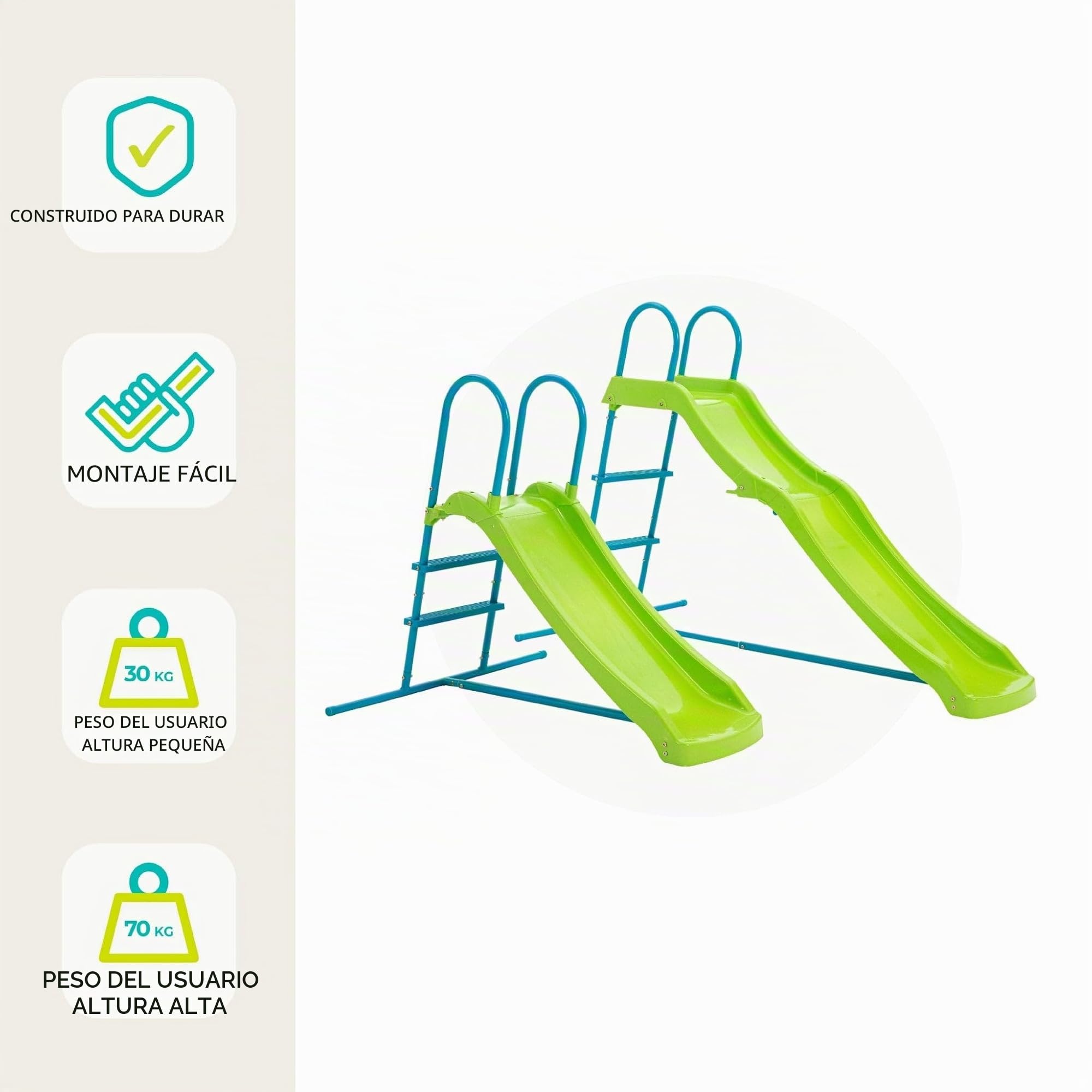 TP Toys Tobogán cultivable de pequeño a alto – Tobogán expandible de 4 pies a 6 pies para niños de 18 meses a 10 años, diseño de plástico duradero y metal, fácil montaje para jugar en el jardín al