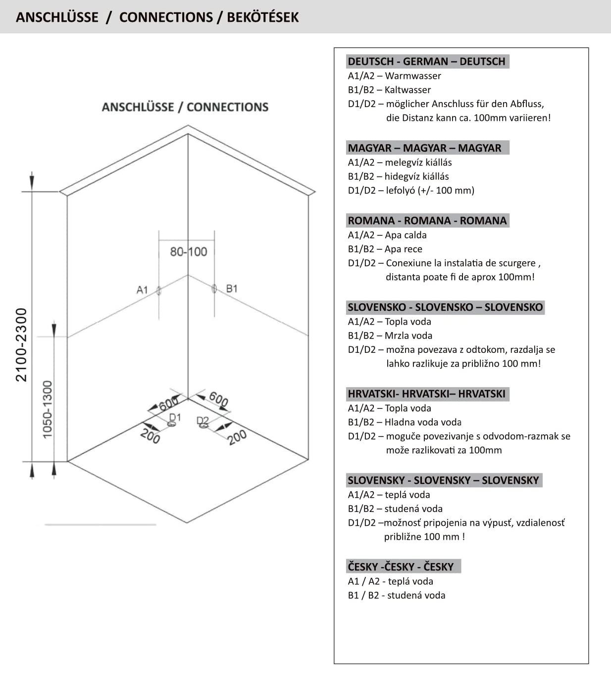 Sanotechnik Cabina de Ducha Completa Viva 2-120 x 80 x 225 cm – Puerta corredera, Cristal de Seguridad, Aluminio Cromado, chorros de Masaje, con Plato de Ducha, Cabina de Ducha Completa