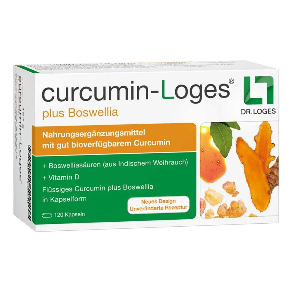 curcumin-Loges® plus Boswellia - 120 Kapseln - Nahrungsergänzungsmittel mit hoch bioverfügbarem Curcumin und Boswelliasäuren sowie Vitamin D