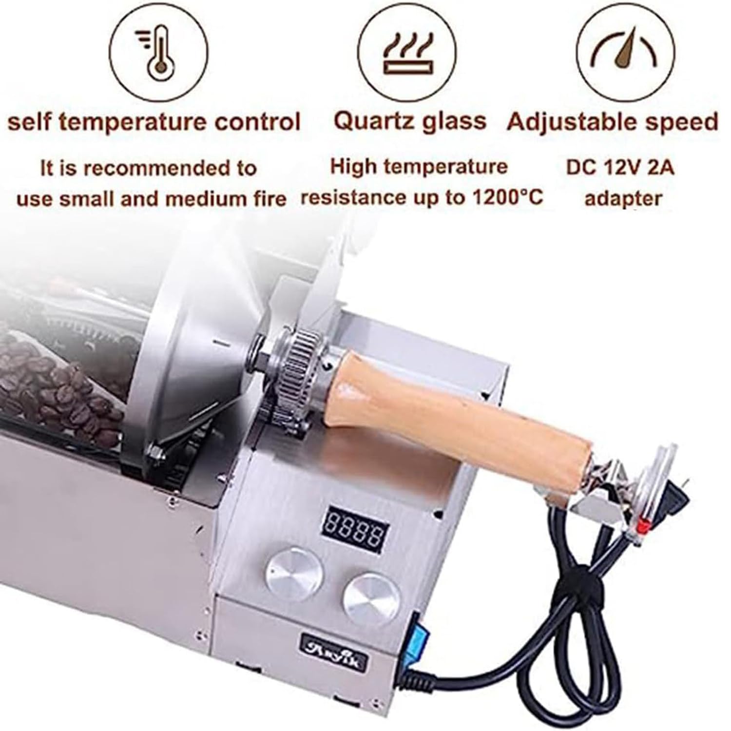Tostatrice per Chicchi Di Caffè a 300℃, Capacità 400g, Con Macchina Di Raffreddamento a 8000 Giri/Min, Temperatura E Velocità Regolabili, Cottura in 12 Minuti, Raffreddamento Rapido in 2 Minuti
