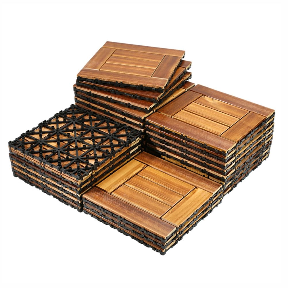 Baldosas plásticas de exterior transitables para terrazas y balcones de madera en set de 2 piezas