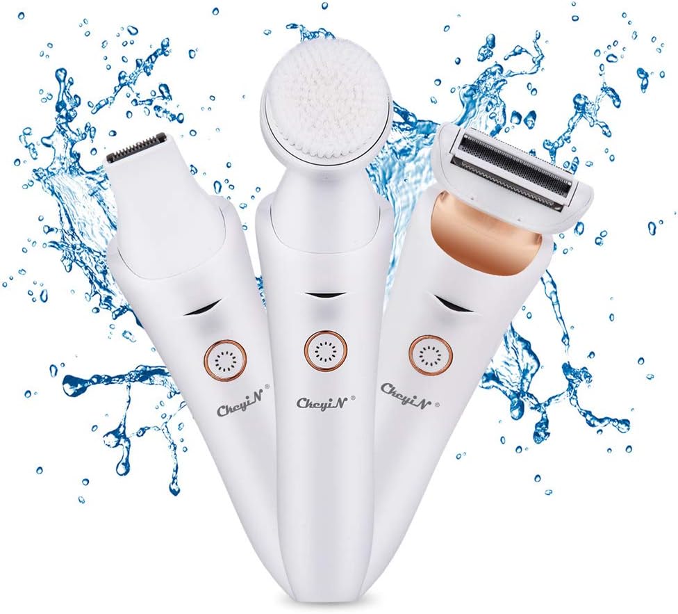 Electric Razor for Women, 3 in 1 Groomer Shaver USB Rechargeable Electric Trimmer CkeyiN Hair Remover Cordless Foil Shaver for Legs Bikini Line Underarms Wet & Dry Shaving Painless