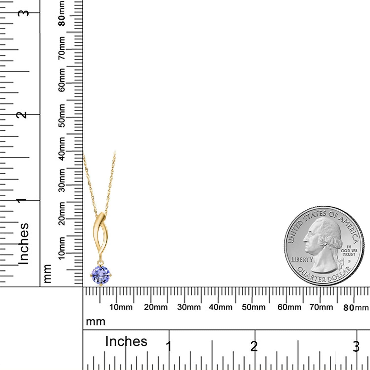 Gem Stone King 10K Yellow Gold Customized and Personalized Round 5MM Gemstone Birthstone Pendant Necklace for Women With 18 Inch Chain - Image 6