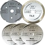 MTP Brand Pack of 5 Assort 3' Wood Plastic Metal Masonry Cutting Wheel Compatible to use for Dremel SM510C sm520 sm500 sm540 Saw Max Rigid R87547B Milwaukee 2522-20 Cut Off Tool - 7/16' Arbor
