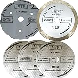 MTP Brand Pack of 5 Assort 3' Wood Plastic Metal Masonry Cutting Wheel for Dremel SM510C sm520 sm500 sm540 Saw Max Rigid R87547B Milwaukee 2522-20 Cut Off Tool 7/8' Arbor