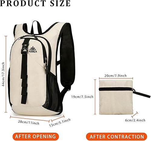 Miniatura 2 de Mochila de senderismo pequeña de 15L plegable ultraligera Trekking Camping al aire libre Mochila para mujeres hombres (beige)
