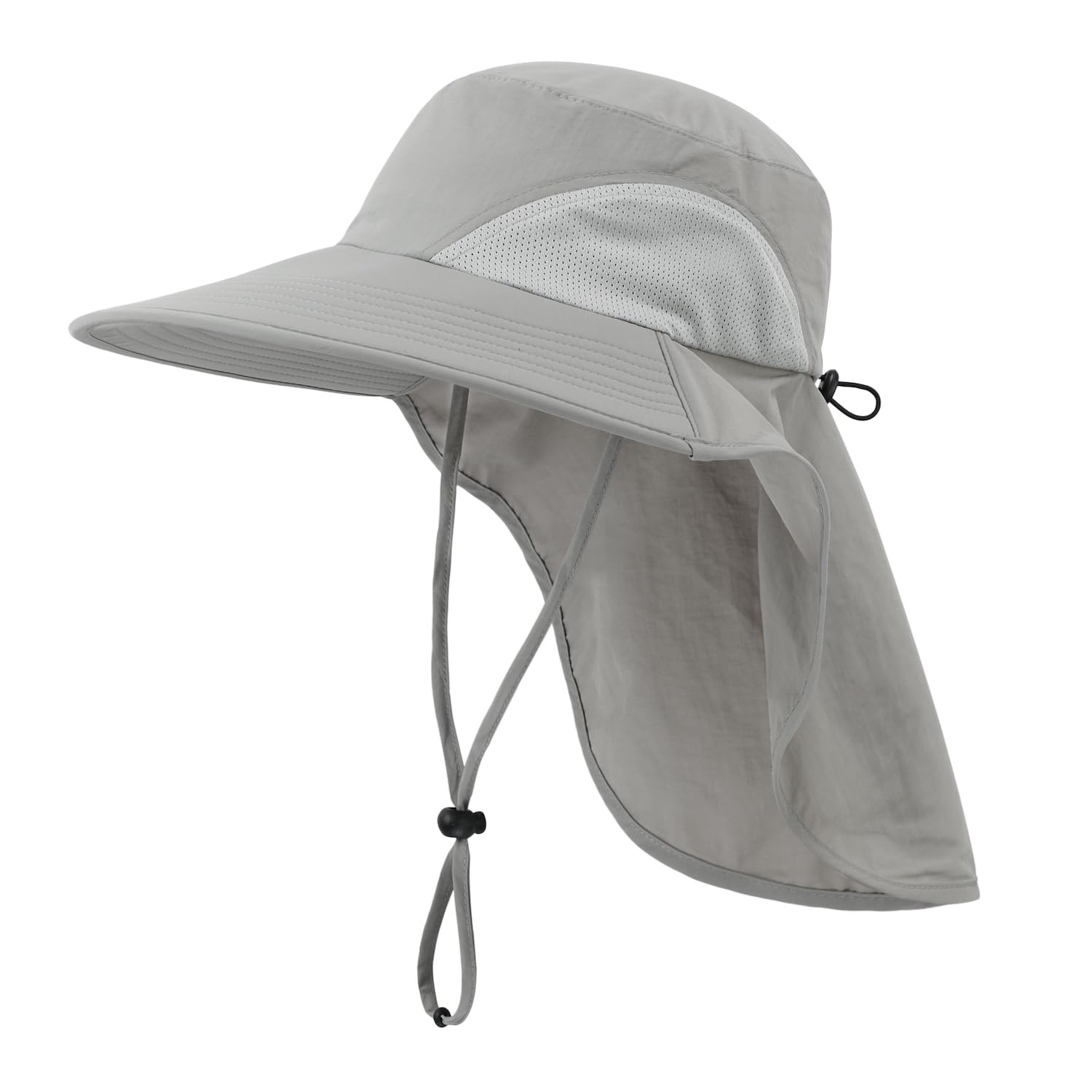 Home Prefer Outdoor UPF50+ Sun Hat Wide Brim Mesh Fishing Hat with Neck Flap, Light Gray, Large-X-Large — image 1