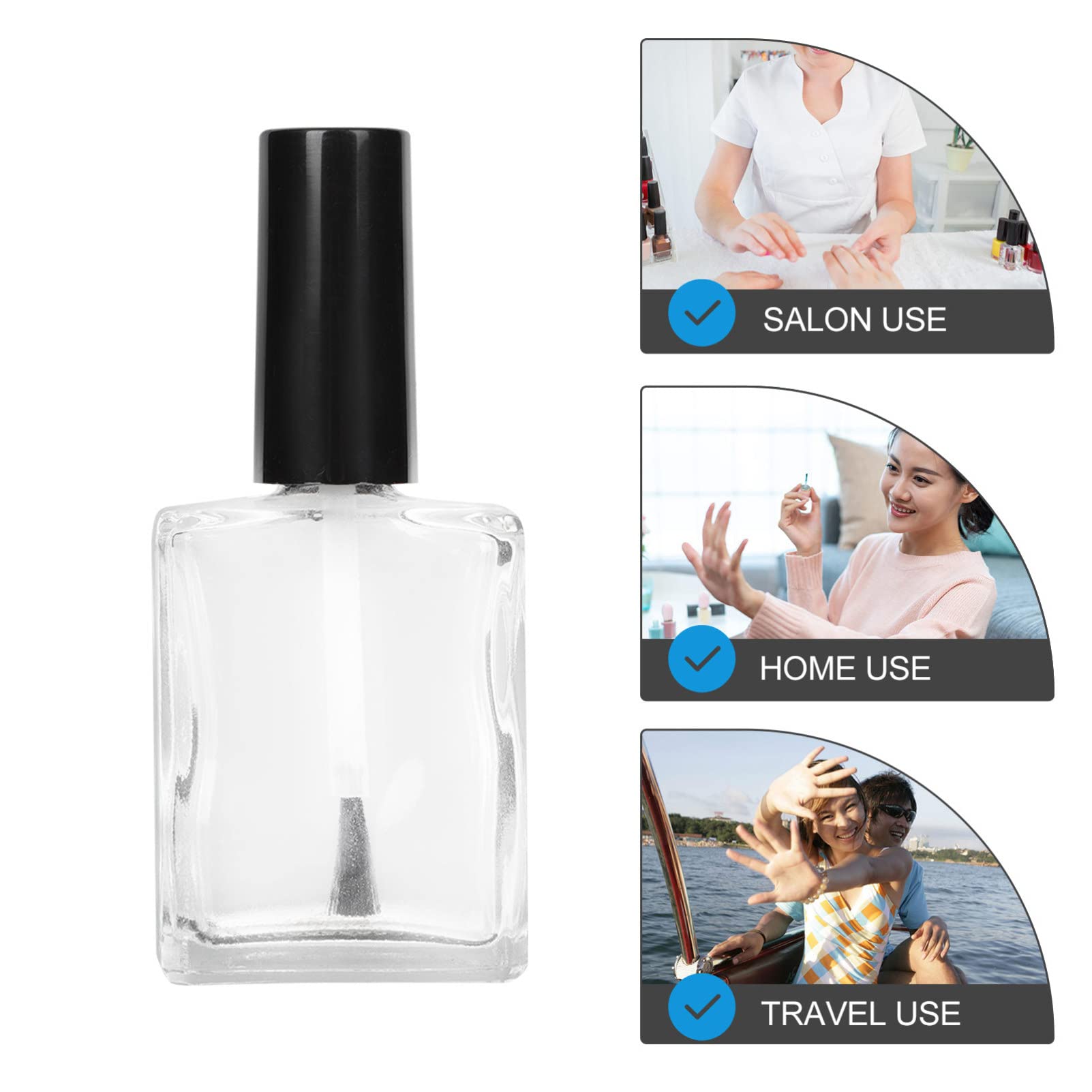Bottiglia di Smalto per Unghie 15ml in Vetro, 20 Pezzi | Formato Piatto Trasparente Tappo e Pennello, Ricaricabile per Gel e Olio per Cuticole, Uso Salone