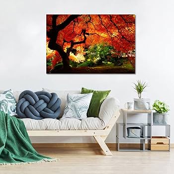 絵画 インテリア 絵 油絵 uF6-081711 風景（秋の紅葉） Amazon.co.jp