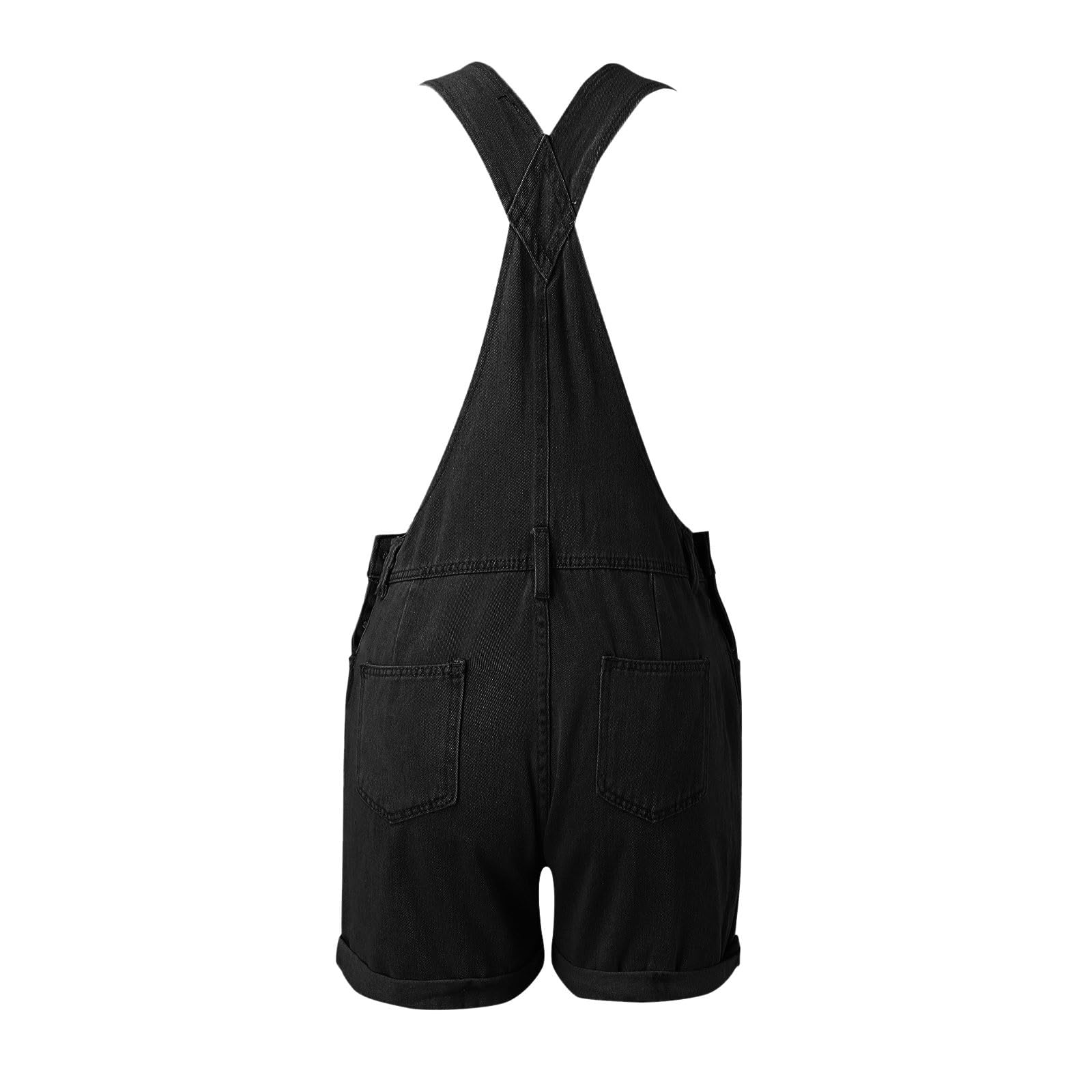 Generisch Salopette casual da donna in jeans con elastico in vita, spalline regolabili, tuta corta per il tempo libero versatile in denim