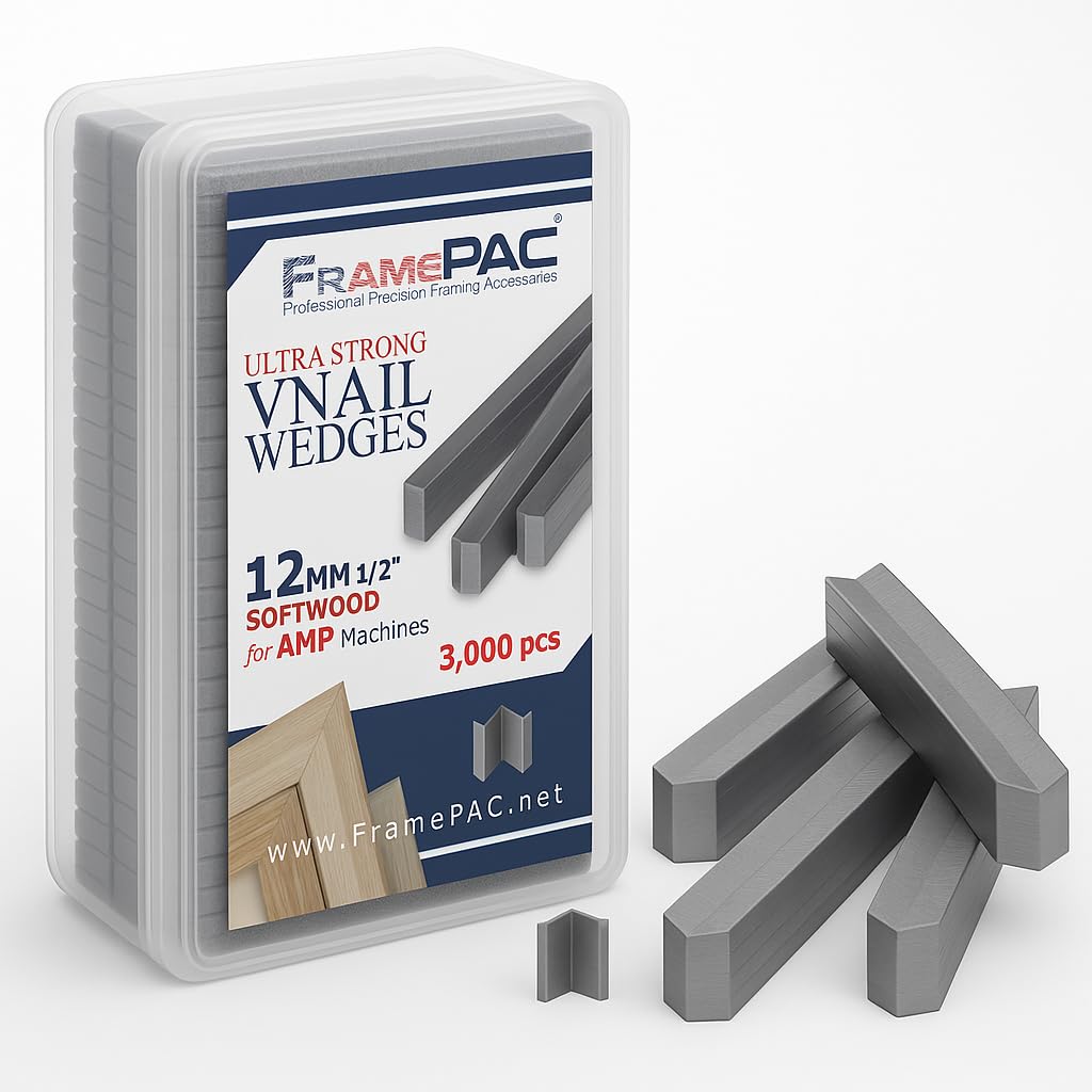 V Nails for Picture Frames - 12mm (1/2 Inch) Softwood V-Nail Wedges (3000 Pack, Stacked) for Automatic V Nailer Machines