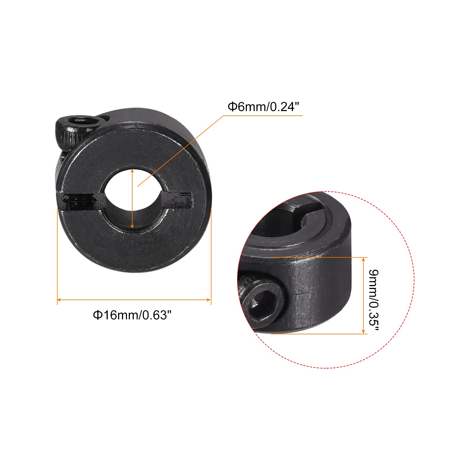 7 Set- Climax Metal 2C-075 Steel Two-Piece Clamping Collar, Black Oxide Plating, 3/4