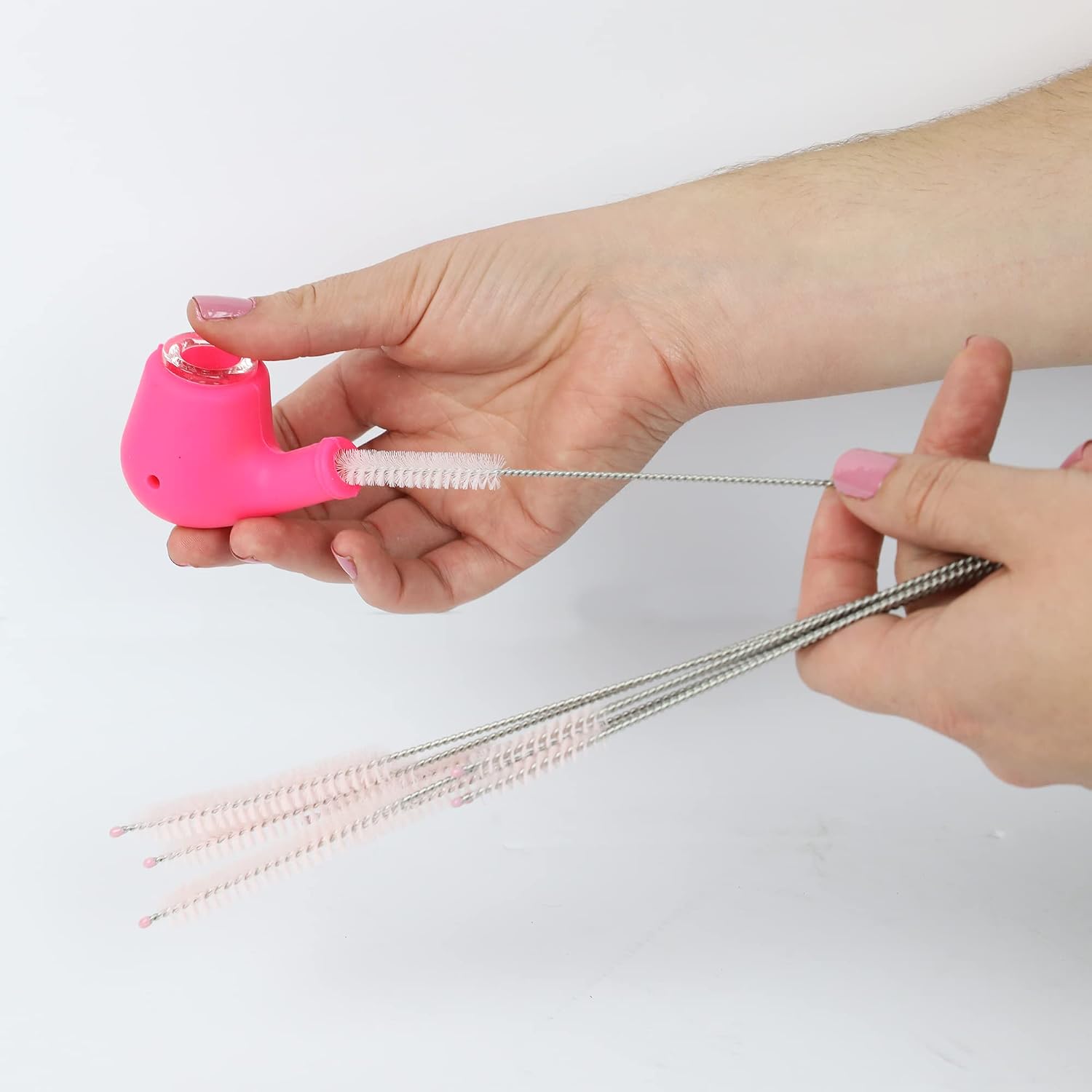 Pink Drinking Straw Cleaner Brush Kit - 3 Small 3 Medium 3 Large Pink Pipe Cleaners, Straw Cleaning Brush for Tumbler, Tube and Bottles