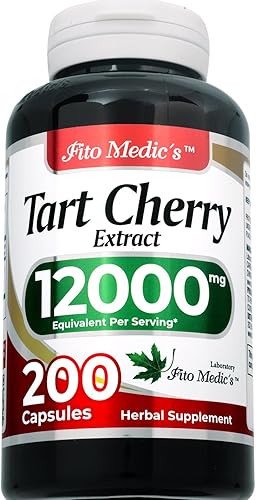 FITO MEDIC'S Laboratorio Cápsulas de cereza agria 200 cápsulas 12000 mg cereza agria extracto de cereza extracto de cereza extracto de