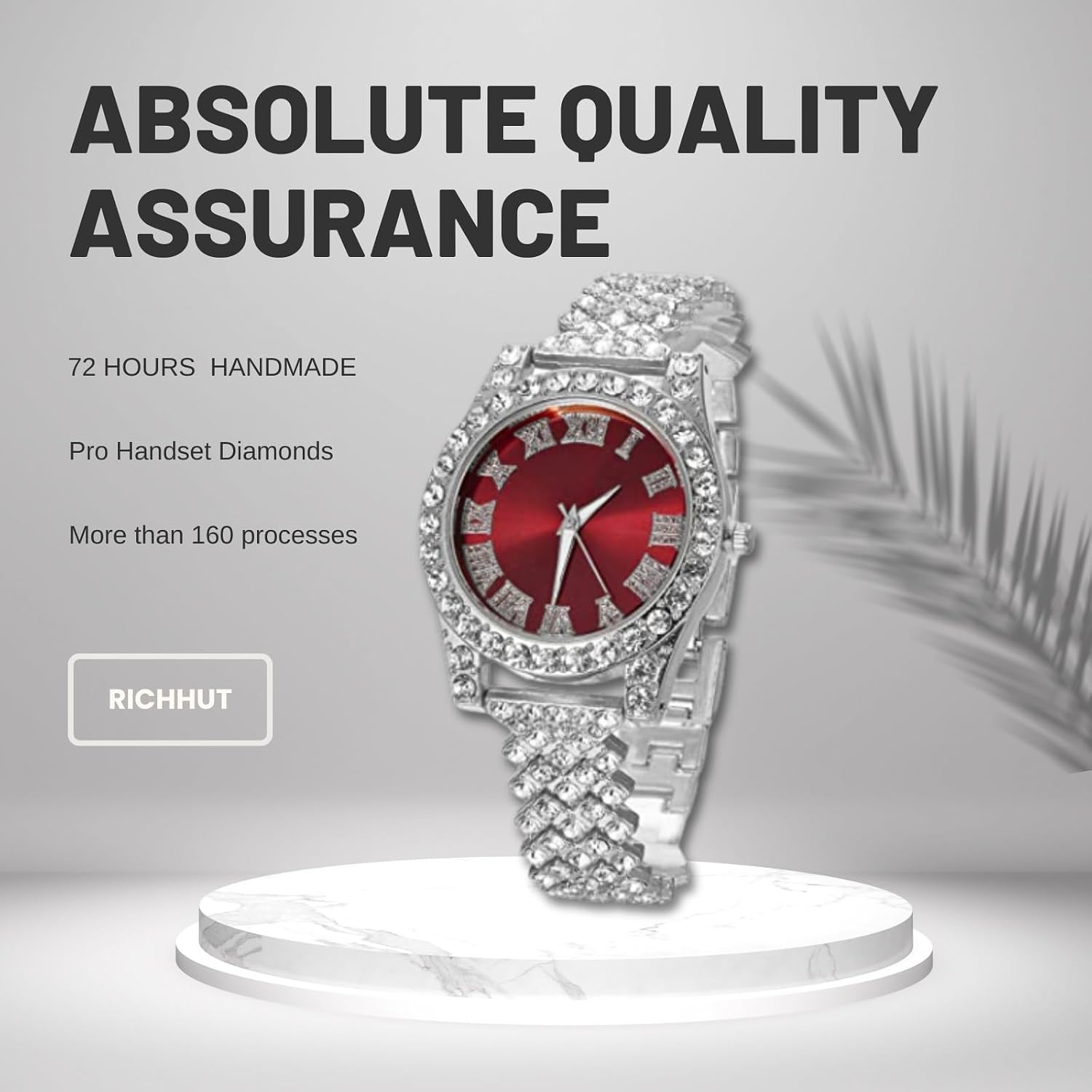 Luxury Diamond Watch for Kids Teen - Iced Out Bling 18K Real Gold/Platinum Plated - 37mm Round Multicolor Dial Strap 8" - Giftbox Included - Optional with Cuban Chain
