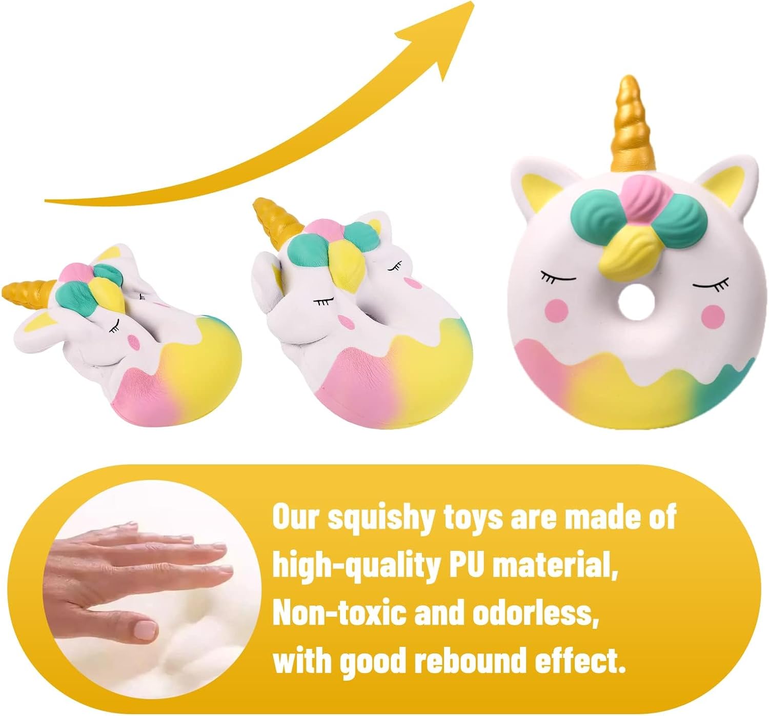 Anboor 13 Inches Squishies Jumbo Unicorn Donut Kawaii Soft Slow Rising Scented Giant Doughnut Squishies Stress Relief Kid Toys (White)