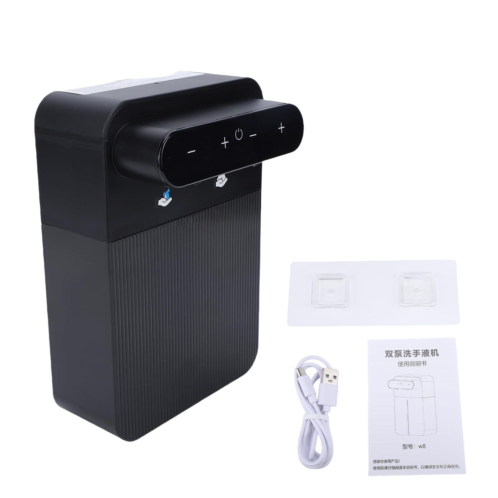 Dispenser Automatico di Sapone Doppio da 400 Ml, Dispenser di Schiuma e Sapone Liquido con Sensore Touchless con 9 Livelli Regolabili, Batteria Ricaricabile da 3000 (Schiuma liquida destra