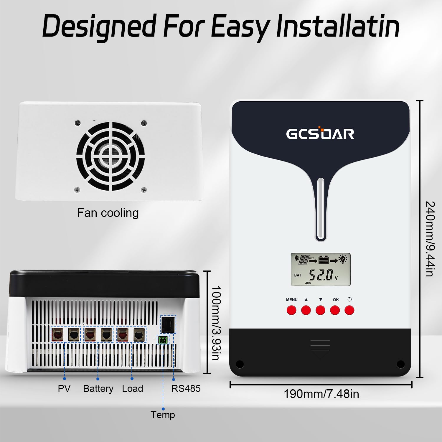Regulador de carga MPPT de 60 A, 12 V/24 V/48 V, máx. PV 150 V, pantalla LCD, adaptador WLAN opcional, control remoto, controlador de carga solar para plomo, ácido y litio
