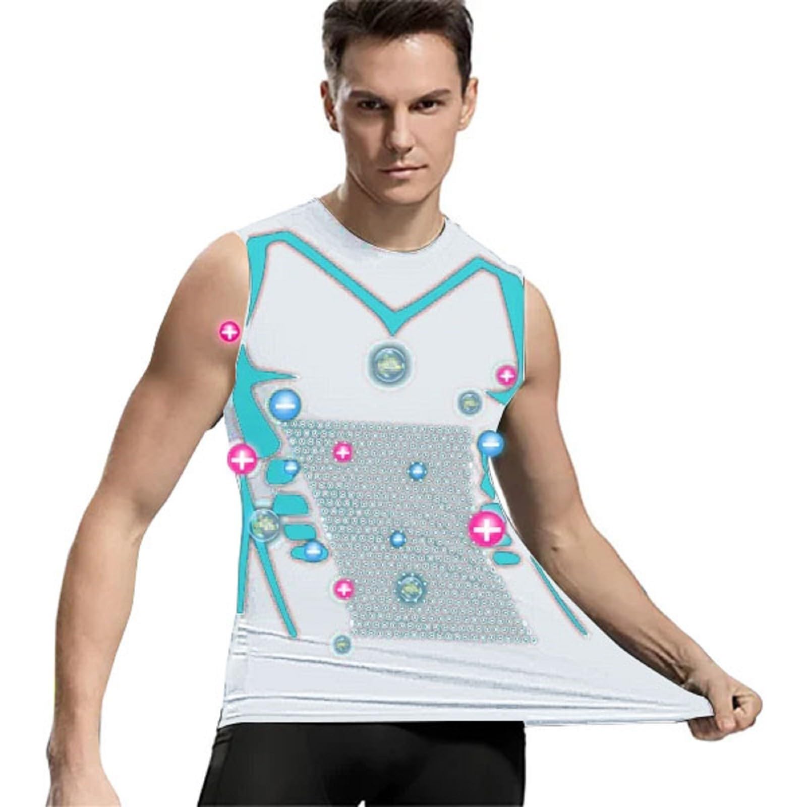 Lot de 3 Gilet Modelant Ionique Nouvelle Édition, Matière Soie Glacée Ultra Respirante Conçue pour Les Hommes Recherchant Le Corps Parfait Debardeur Compression Homme Tee Shirt sans Manche