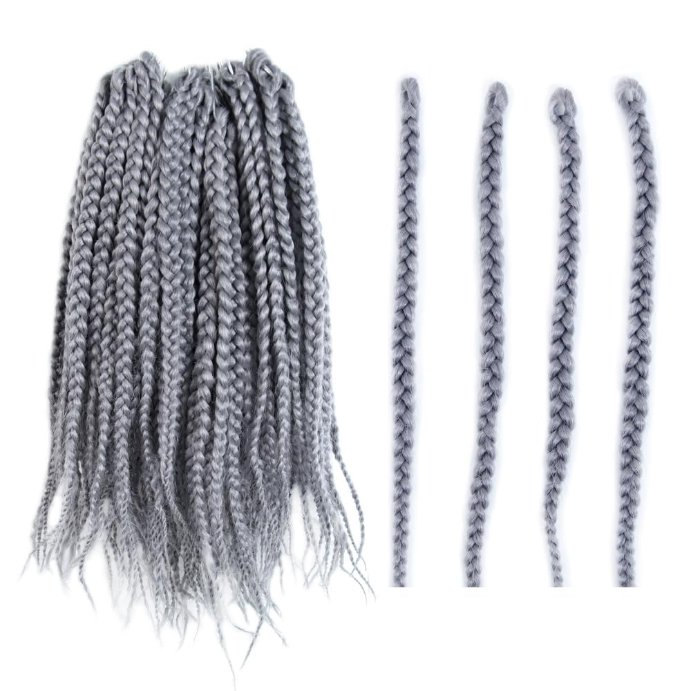 BOHOBABE Box Braids Crochet Hair 10 Inch 8 Packs Prelooped, Short Grey Crochet Box Braiding Hair (Gray)