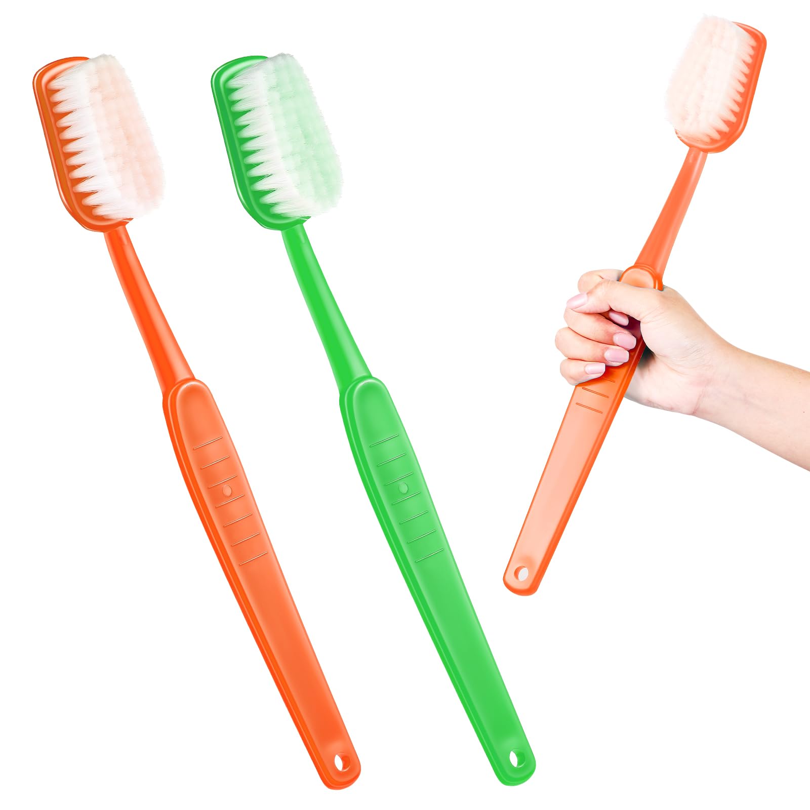 Ireer 2 Pieces Giant Toothbrush Prop Large Toothbrushes Big Brush Oversized Gag Novelty Toys for Summer Halloween Costume Take Picture Comedy Party Favors Pet Grooming Brush(Orange, Green)