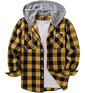 Thatrich Mens Flannel Shirts Hooded Plaid Shirt Oversized Button Down Hoodie Long Sleeve Casual O...
