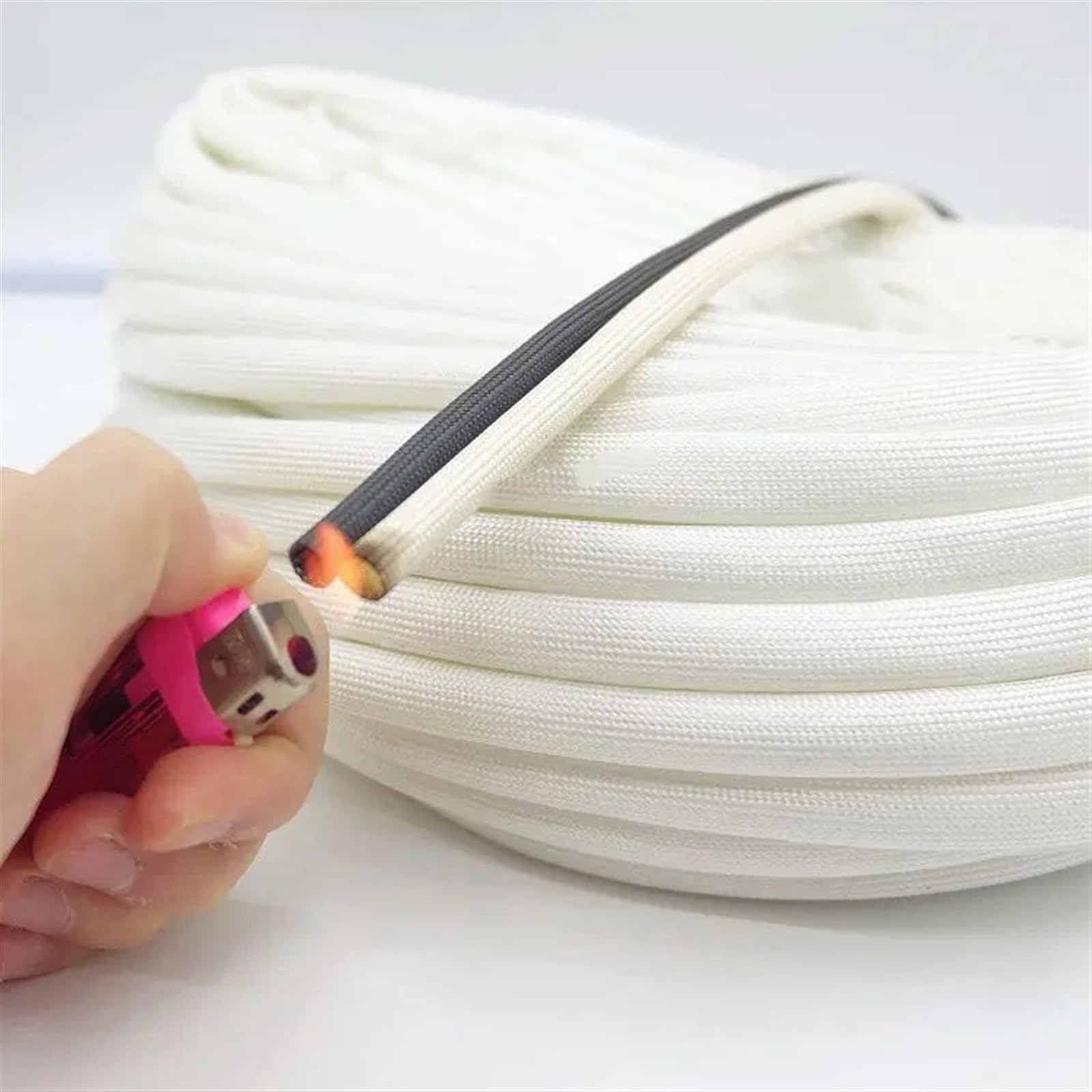 Gaine tressée, Gaine de câble tressée en Fibre de Verre Souple, isolée à Haute température, 1-25mm, 5-10m, Noir et Blanc(F,20MM-10M)