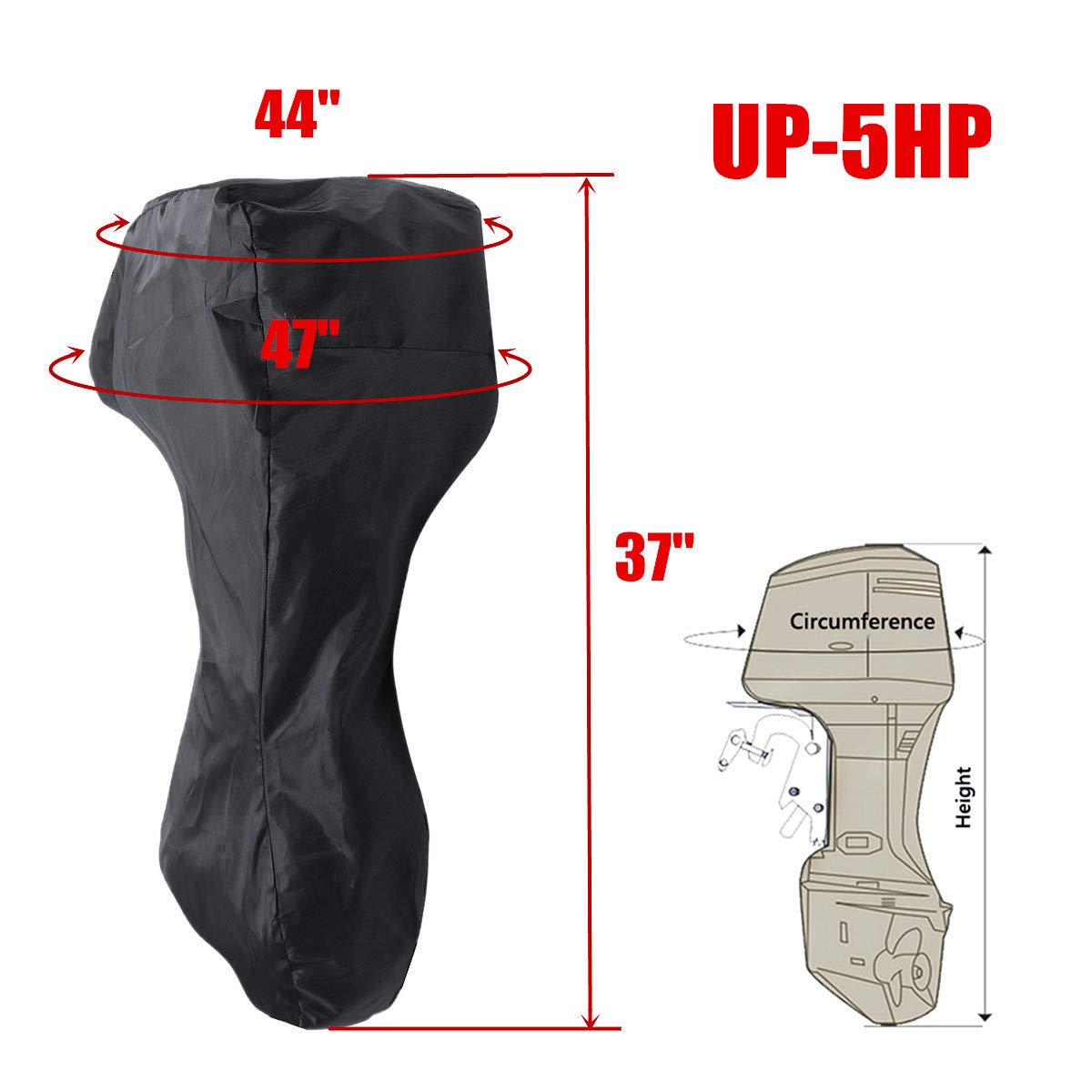 dDanke Full Motor Cover Boat Motors Protection UP-5HP Waterproof Sunproof Cover 44x47x37 Inch (Silver)