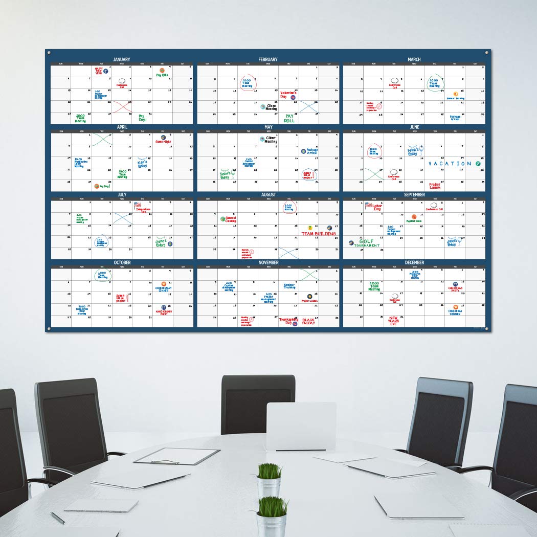 Large Dry Erase Wall Calendar 38" x 60" Undated Blank 2022 Reusable