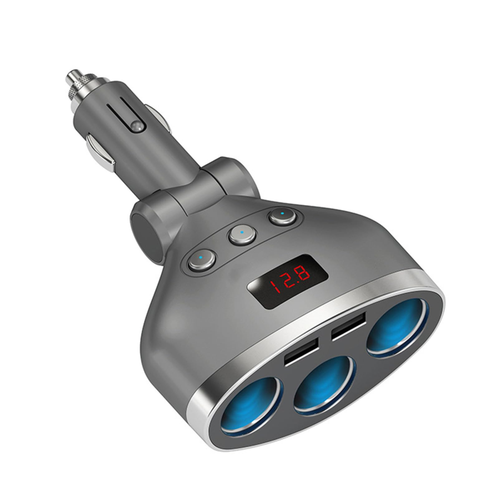 ULTECHNOVO 3piezas Cargador De Coche con Puertos Mechero y Doble USB Adaptador De Cargador para Dispositivos Móviles y De Encendido Apagado Pantalla Led De Voltaje Compatible Vehículos