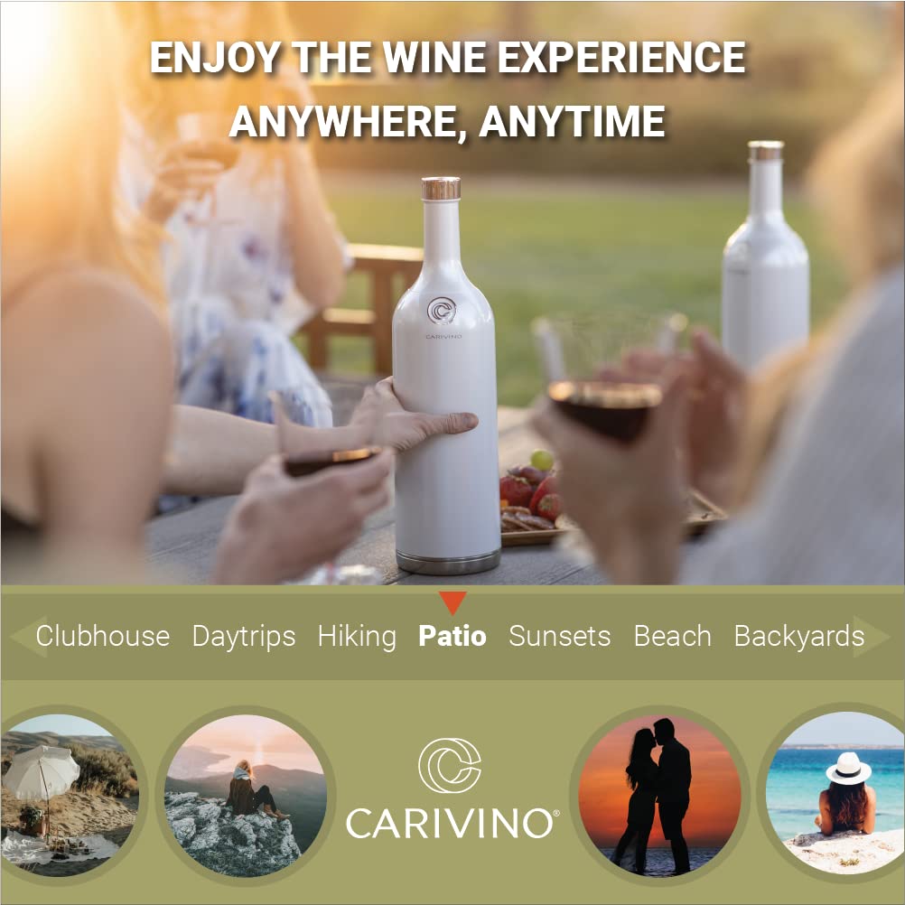 CARIVINO: Botella de vino aislada todo en uno al aire libre con vasos en el interior (rojo Tramonto metálico)