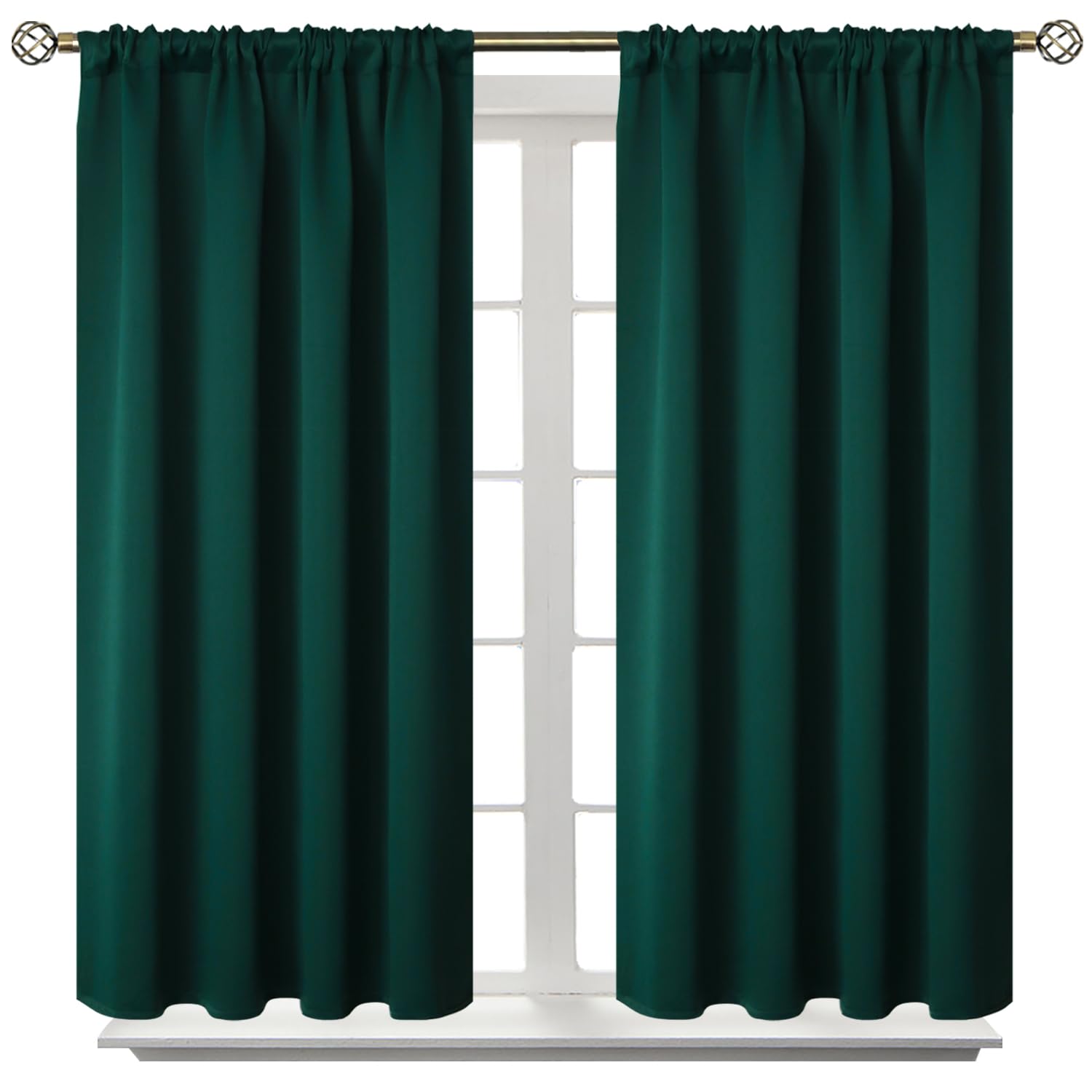 BGment Emerald Green Blackout Curtains 40 Inches Long for Bedroom Kitchen - Short Length Thermal Insulated Darpes with Rod Pocket Darkening for Bathroom Christmas, 2 Panels, 42 x 40 Inch โ image 1