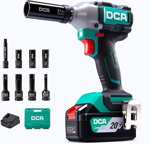 Miniatura 1 de Llave de impacto sin escobillas de 20 V con batería de 4.0 Ah, pistola de impacto inalámbrica de anillo de cerdo de 1/2 pulgada, par alto de 235