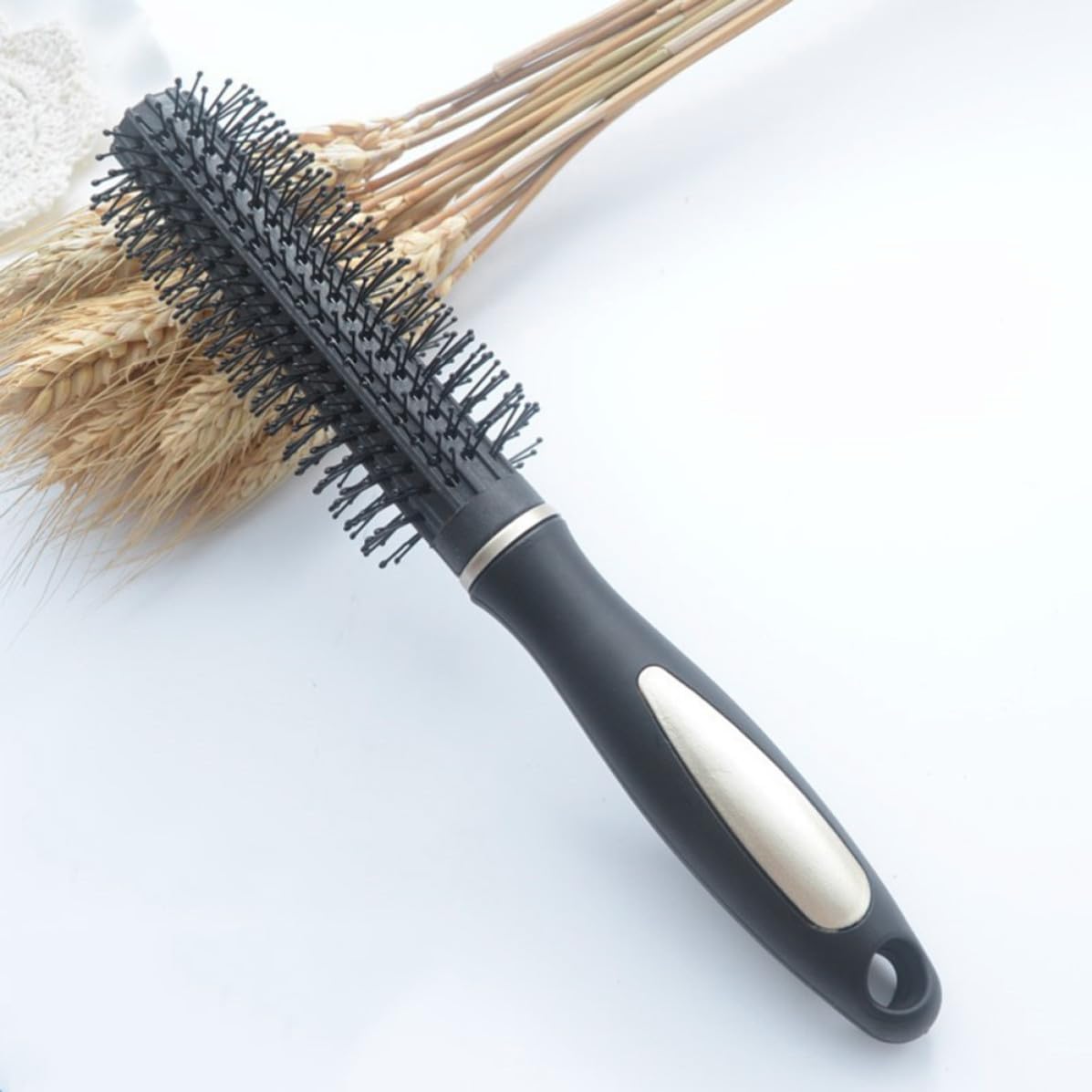 Pettini Massaggianti Antistatici con Manico Ergonomico Set 3 in Plastica Colore Nero per Capelli Ricci, Adatti per Salone e Casa
