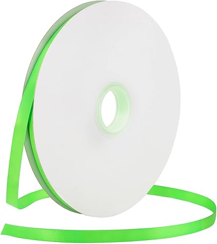 Leyice Cinta de satén de 14 de pulgada, 100 yardas, cinta de tela de doble cara, rollo para envolver regalos y lazos para el pelo (verde vívido)