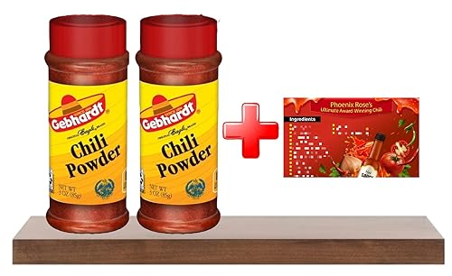 Gebhardt Chili Powder - 6 onzas totales - Incluye la galardonada receta de chile de Phoenix Rose