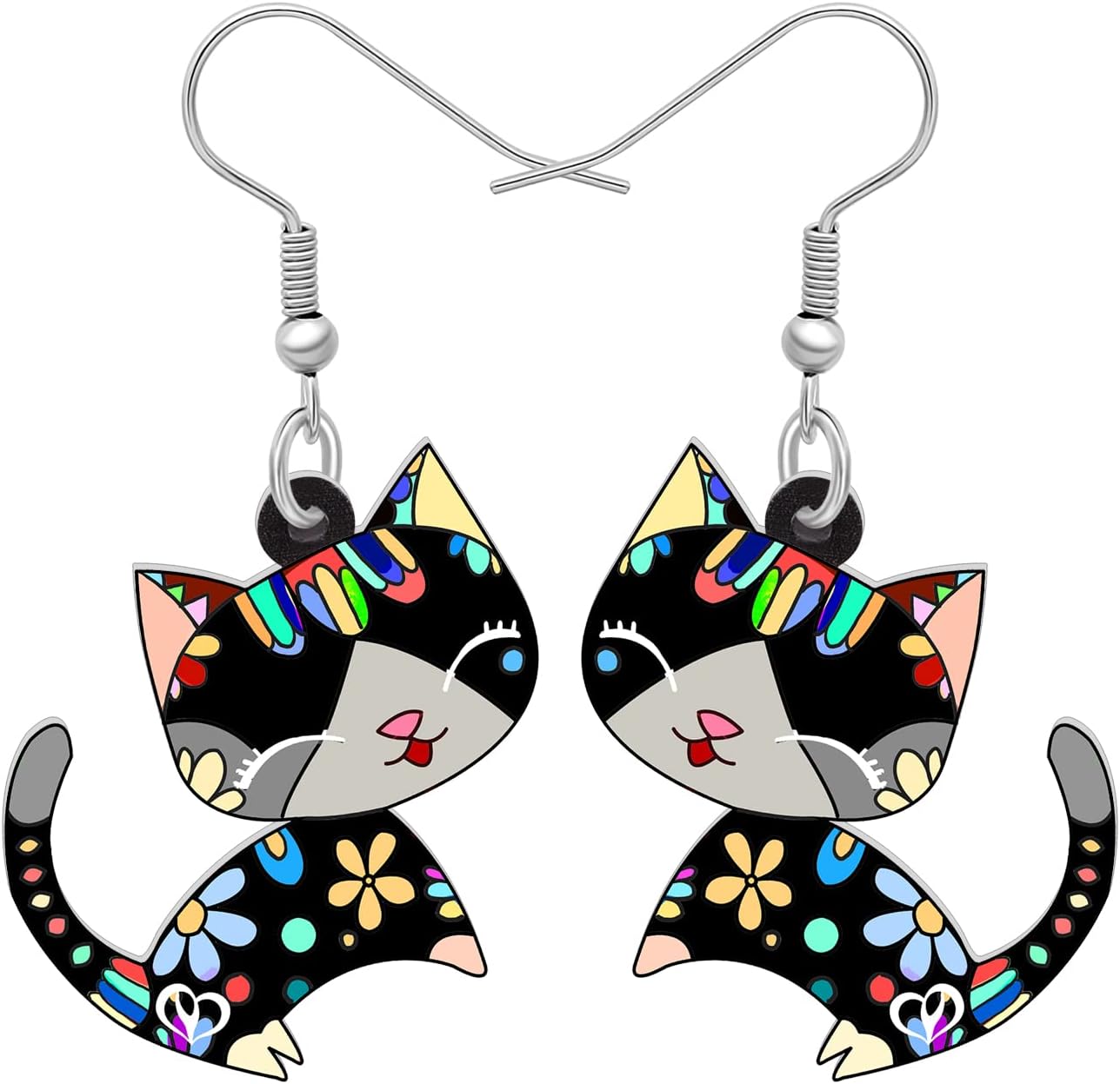 NEWEI Cute Acrylic Anime Cat Earrings Fun Cat Jewelry Fashion Cat Gifts for Women Accessories Charms