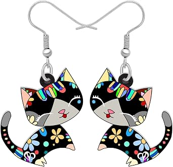 NEWEI Cute Acrylic Anime Cat Earrings Fun Cat Jewelry Fashion Cat Gifts for Girls Women Charms