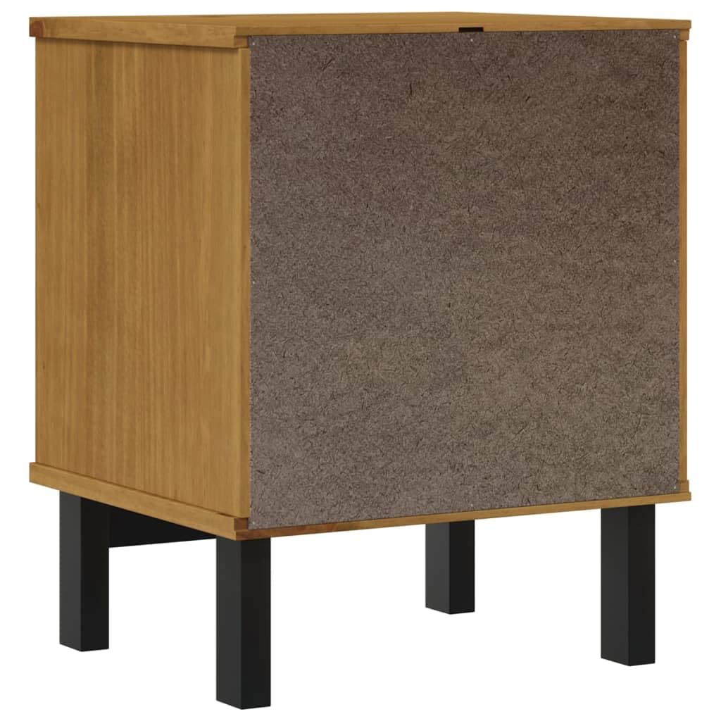 Comodino Flam 40x35x50 Cm Legno Massello Pino | Con 1 cassetto e 1 vano, maniglia in plastica, finitura rovere, assemblaggio richiesto
