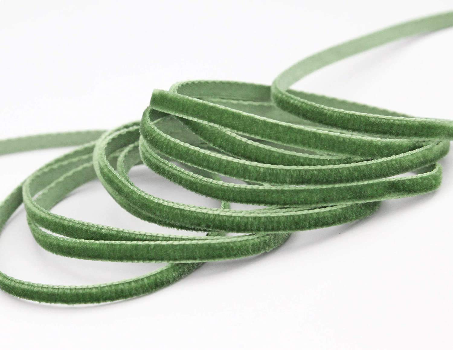 finemark 3 m x 9 mm velvet ribbon, olive light (409 bocage) decorative ribbon, velour, one-sided velvet, fixed edge