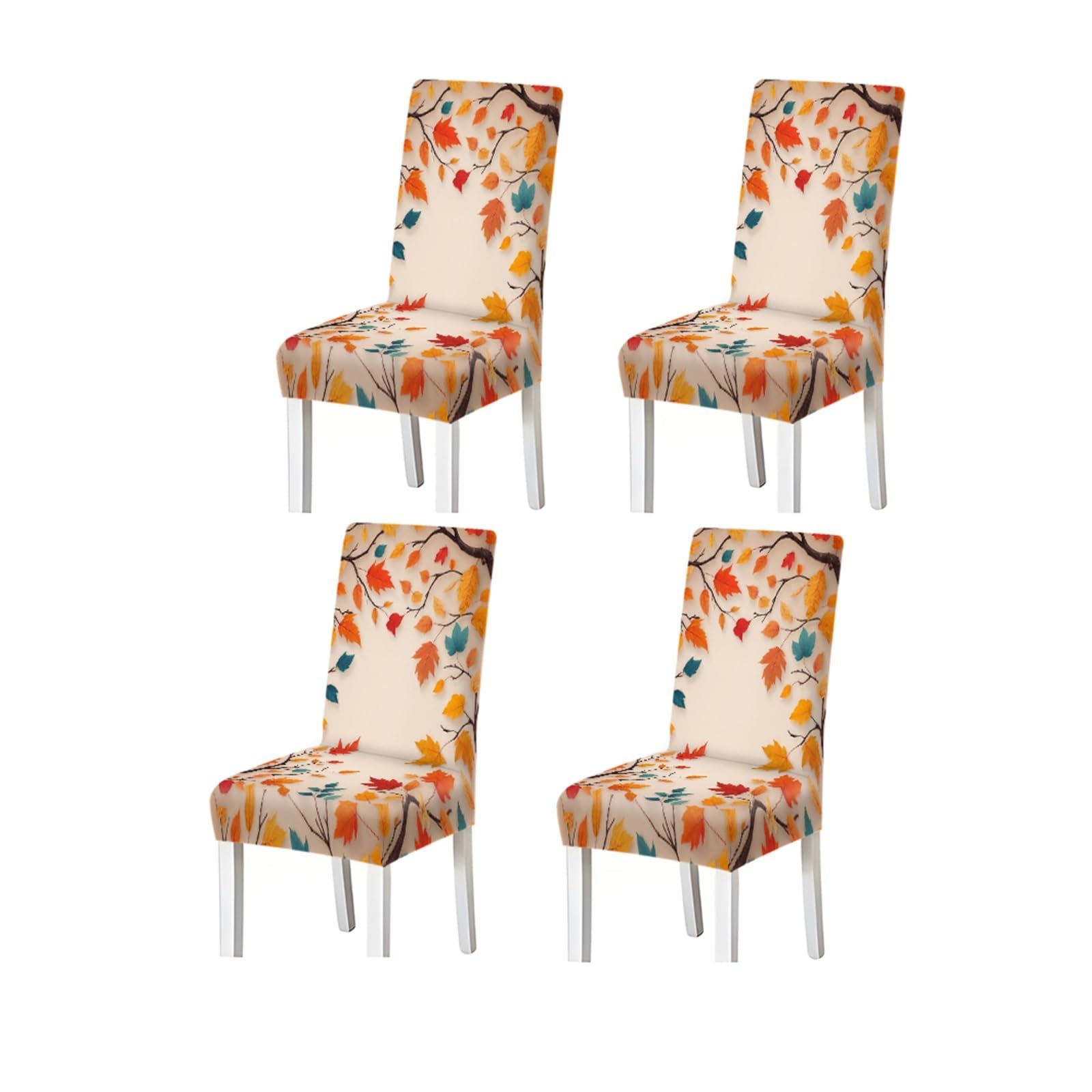 BOSUYBN Autumn Maple Leaves Print Stretch Dining Chair Covers, Set Of 2/4/6 Furniture Protectors for Home Dining Room(4PCSChair cover)