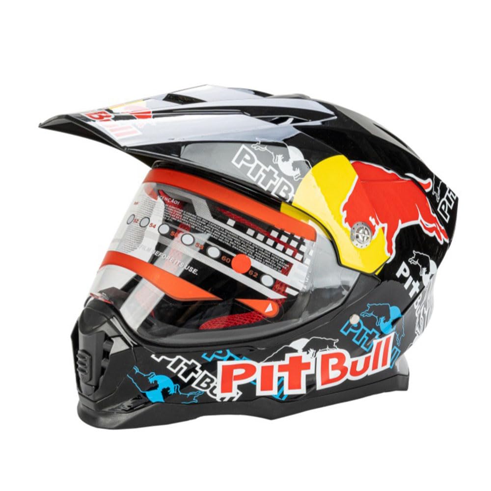 Casco Moto Per Uomo Donna Motocross MX Caschi Cross Per Adulti Casco Moto ATV Casco Integrale Enduro Certificato DOT/ECE Con Visiera Parasole Antiappannamento Casco Da Discesa,Black/B-L