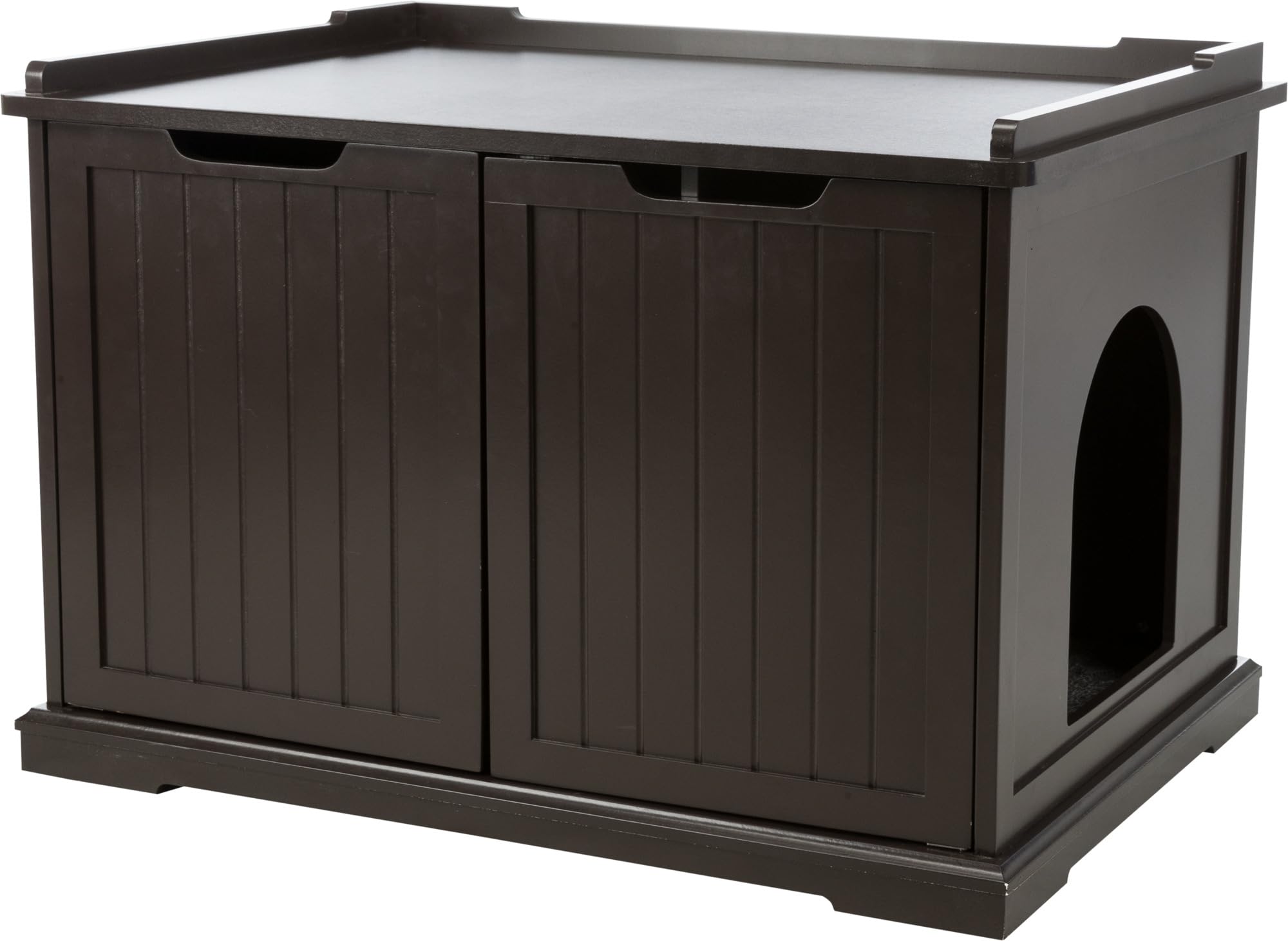 Trixie XL Furniture Litter Box Enclosure (Espresso Brown), Hidden Litter Box for Cats with Openings on Either Ends &amp; Large Ventilations Slots, Double Doors for Easy Cleaning, Removable Divider