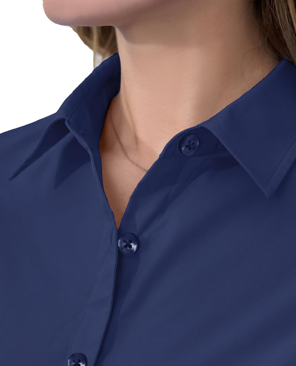 siliteelon Short Sleeve Button Dress Shirts for Women Cotton Button Down Shirts for Women Slim Fit Blouse Top 3/4 Sleeve - Image 2