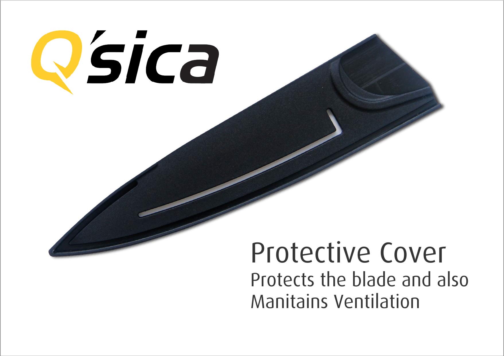 Q'sica Non-Stick 8.0" Chef's Kitchen Knife with Blade Cover, Black, Stainless Steel 2