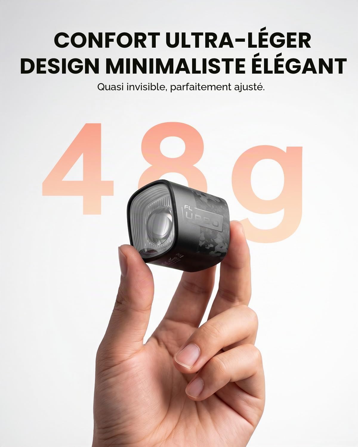 Magicshine Éclairage vélo ultraléger URBO FL 48g, Phare Avant Ultra-Lumineux pour Les trajets urbains et Le Cyclisme sur Route, étanche IPX6, Fixation Rapide, Batterie 900 mAh, autonomie de 14,5 h