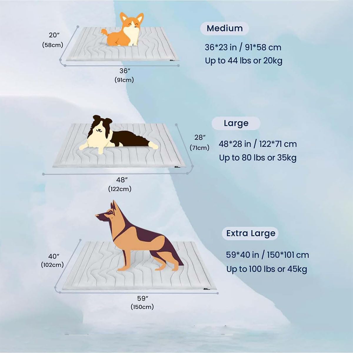 Pawolaf - Tappetino rinfrescante per cani e gatti, per interni ed esterni (grigio, XL: 150 x 102 cm)