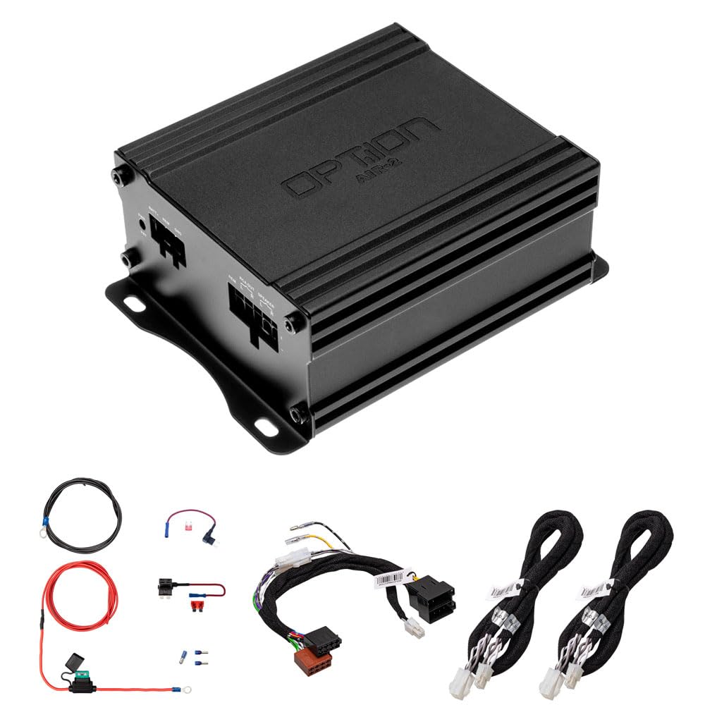 OPTION AIR-2 Verstärker inkl. ISO-Kit - Mini Verstärker mit Plug & Play-Installation für alle Fahrzeuge mit ISO-Anschluss