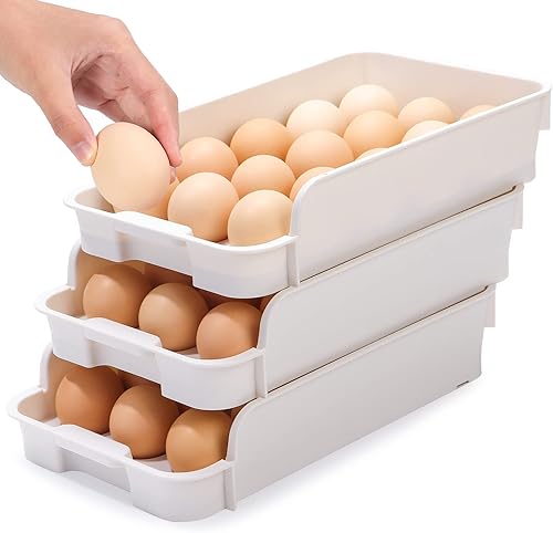 3 soportes apilables para huevos para refrigerador, contenedor de almacenamiento de huevos de gran capacidad para refrigerador, refrigerador, caja