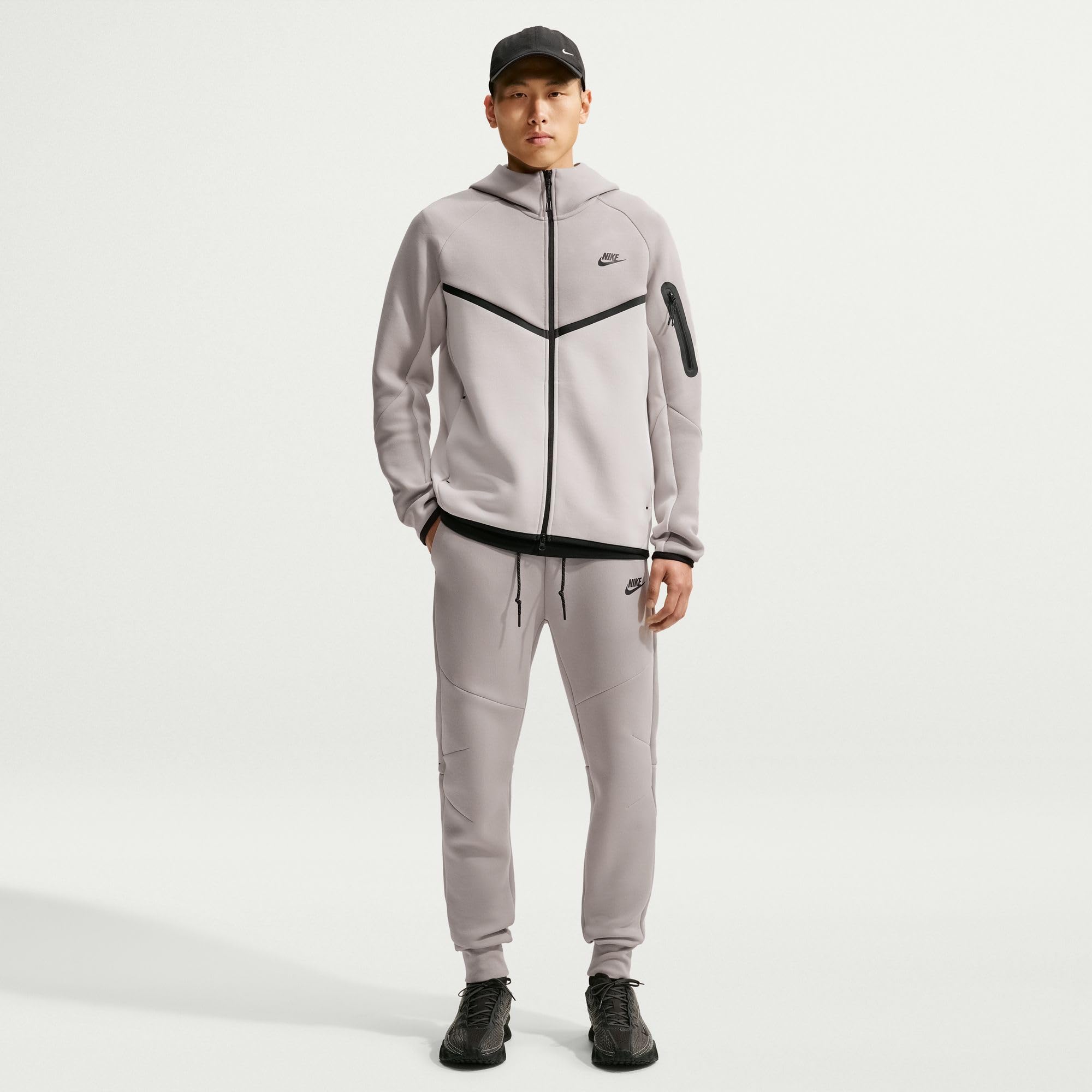 Nike Tech HV0959-009 - Pantaloni da Jogging in Pile da Uomo, Grigio College Grigio/Nero, M